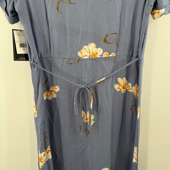 Volcom Dress Women's Extra Small Good To Be You NWT Blue Floral Button Down Maxi - Picture 10 of 16